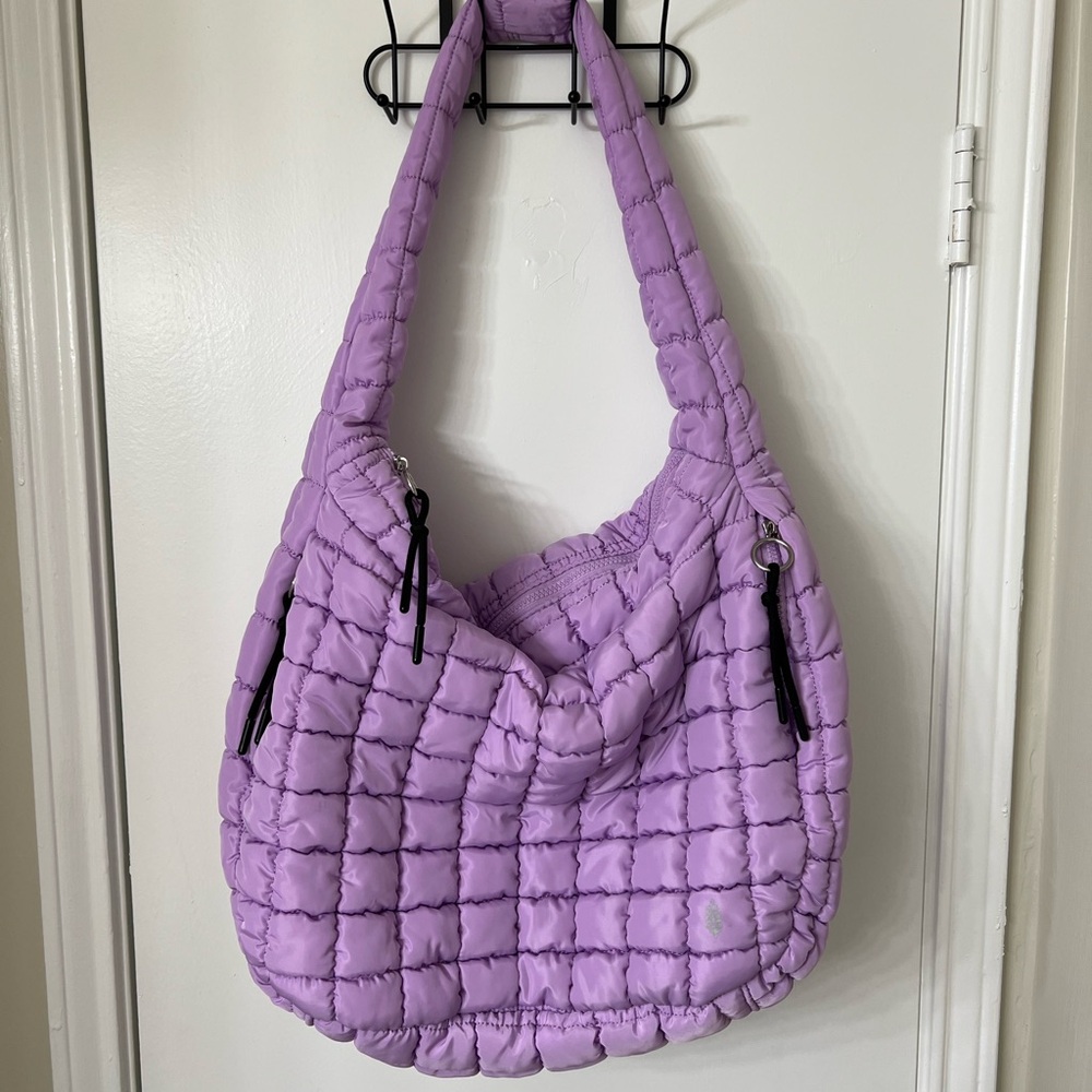 free people quilted carryall bag in lilac